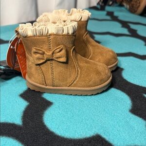 Wonder Nation Toddler Girls Ankle Boots | Faux Fur Lined | Brown | Size 4 | NWT